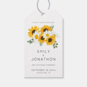 Sonnenblumen Rustikales Blumengelb Save the Date Geschenkanhänger