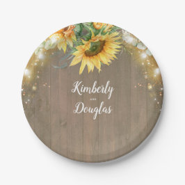Sonnenblumen Rustikales Gelände Fall Inspiriert Pappteller
