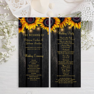 Sonnenblumen rustikales Holz Skript Hochzeitsprogr Einladung