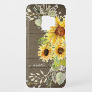 Sonnenblumen Rustikales Land Holz Wasserfarbe Blüt Case-Mate Samsung Galaxy S9 Hülle