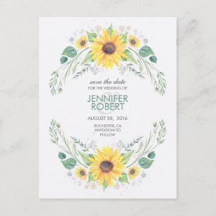 Sonnenblumen Rustikales Land Save the Date Ankündigungspostkarte