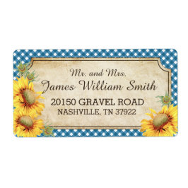 Sonnenblumen Rustikales malerisches Hochzeitslabel