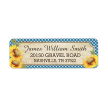 Sonnenblumen Rustikales malerisches Hochzeitslabel