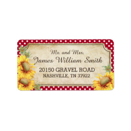 Sonnenblumen Rustikales malerisches Hochzeitslabel Adressaufkleber