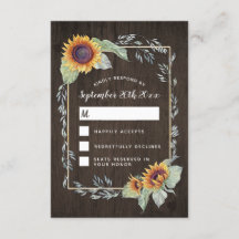 Sonnenblumen Rustikales Wasserfarbenhochzeitkarten