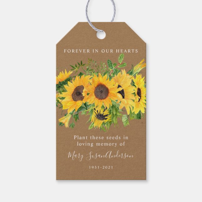 Sonnenblumen Saatpackung Gedenkfeier Beerdigung Ta Geschenkanhänger (Vorderseite)