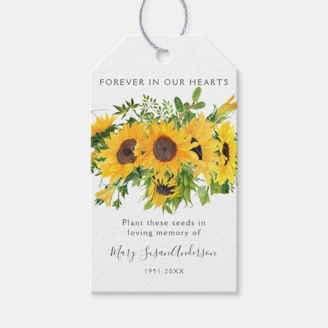 Sonnenblumen Saatpackung Gedenkfeier Beerdigung Ta Geschenkanhänger (Vorderseite)