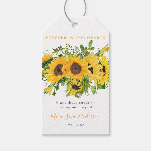 Sonnenblumen Saatpackung Gedenkfeier Beerdigung Ta Geschenkanhänger (Vorderseite)