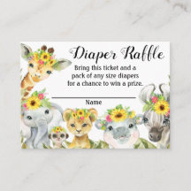 Sonnenblumen-Safari-Baby-Shower-Windel-Raffle-Tick