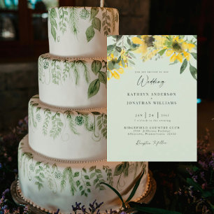 Sonnenblumen Salbei Elegante Hochzeit Keine Eltern Einladung