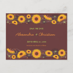 Sonnenblumen Save the Date Hochzeitsankündigung 2 Ankündigungspostkarte