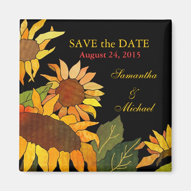 Sonnenblumen: Save the Date Hochzeitsmagnete Magnet (Vorne)