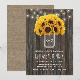 Sonnenblumen Scheune Holz Hochzeitsprobe Abendesse Einladung