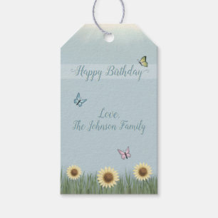 Sonnenblumen Schmetterling Alles Gute zum Geburtst Geschenkanhänger