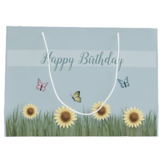 Sonnenblumen Schmetterling Alles Gute zum Geburtst Große Geschenktüte