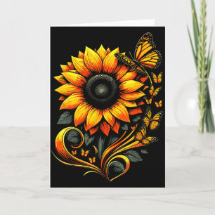 Sonnenblumen-Schmetterling-Blumen-Natur-Kunst Karte