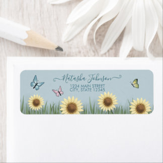 Sonnenblumen-Schmetterling-Blumen-Rücksende-Adress