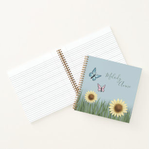Sonnenblumen-Schmetterling-Blumen-Spiralblock Notizbuch
