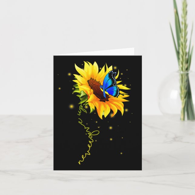 Sonnenblumen-Schmetterling gibt nie auf Karte (Vorderseite)