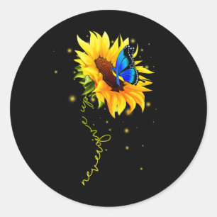Sonnenblumen-Schmetterling gibt nie auf Runder Aufkleber