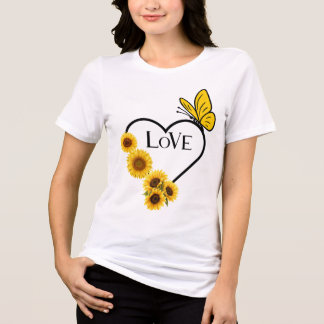 Sonnenblumen Schmetterling Herz Liebe Ästhetik Dam Tri-Blend Shirt