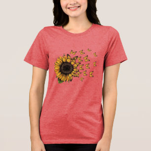 Sonnenblumen-Schmetterling-Natur-Grafik für Damen Tri-Blend Shirt