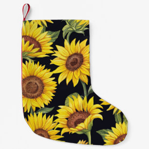 Sonnenblumen, Schmetterlinge, Aquarellschwarz Kleiner Weihnachtsstrumpf