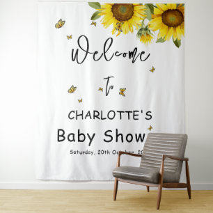 Sonnenblumen & Schmetterlinge Baby Shower Hintergr Wandteppich