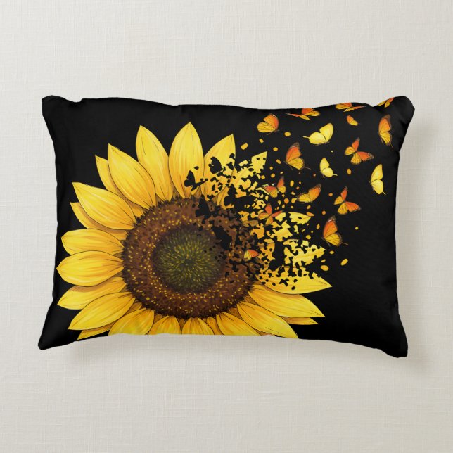 Sonnenblumen Schmetterlinge Dekokissen (Rückseite)
