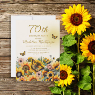 Sonnenblumen Schmetterlinge Geburtstagsparty der F Einladung