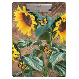 Sonnenblumen Schmetterlinge Rustikale Stallwand Zw Klemmbrett