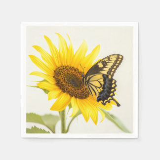 Sonnenblumen-Schmetterlingsgarten-Gelbe-Blumen-Ser Serviette