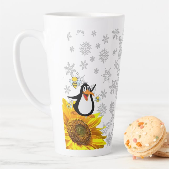 Sonnenblumen Schneeflocken Pinguin Bumblebee Latte Milchtasse (Beispiel)