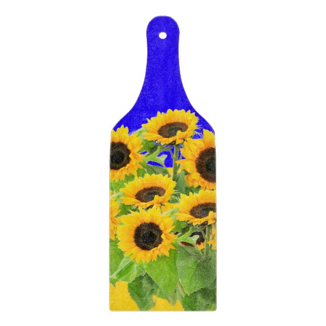Sonnenblumen-Schneidebrett Ukrainische Flaggenfarb Schneidebrett (Vorderseite)