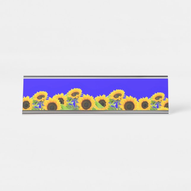 Sonnenblumen Schreibtisch Tafel Ukrainische Flagge Schreibtischnamensplakette (Vorderseite )