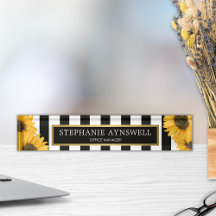 Sonnenblumen Schwarz-weiß Streifen Gold Personalis
