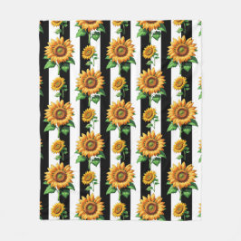 Sonnenblumen Schwarz-weiße Streifen Fleecedecke