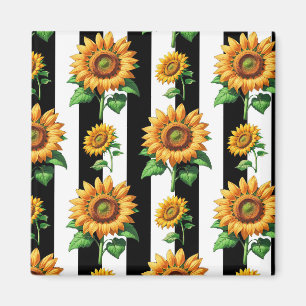 Sonnenblumen Schwarz-weiße Streifen Magnet