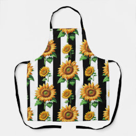 Sonnenblumen Schwarz-weiße Streifen Schürze