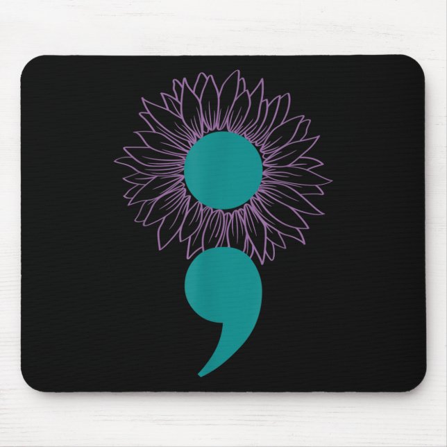 Sonnenblumen Semicolon Suicide Bewusstsein Mentale Mousepad (Vorne)