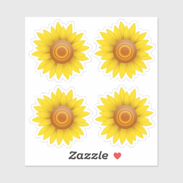 Sonnenblumen-Set von 4 Aufkleber (Blatt)