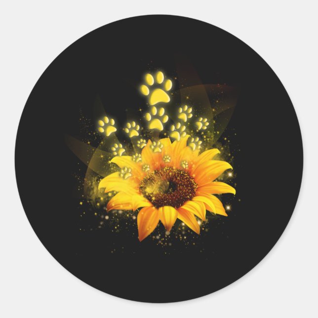 Sonnenblumen-Shirt, Sie sind meine Welpen Haustier Runder Aufkleber (Vorderseite)