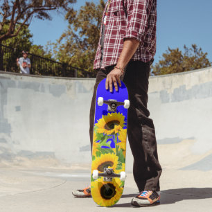Sonnenblumen Skateboard Ukraine Flaggenfarben unte