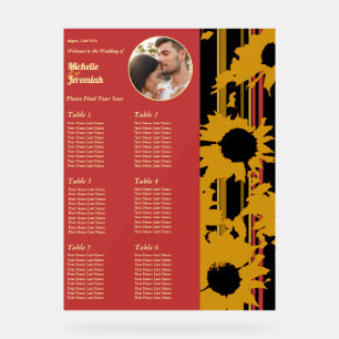 Sonnenblumen Sommer Gold Rot Hochzeitsfoto Sitzord Acrylschild