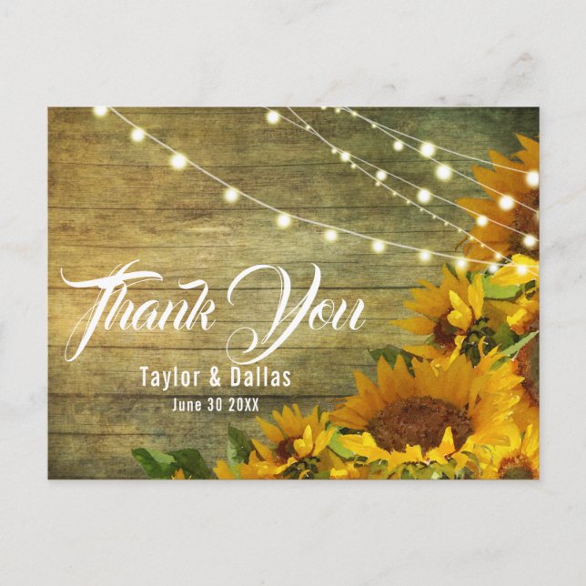 Sonnenblumen Sommer | Rustic Americana Vielen Dank Postkarte (Vorderseite)