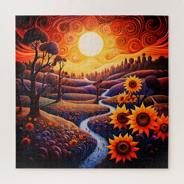 Sonnenblumen Sonnenaufgang Abstrakte Natur Illustr (Vertikal)