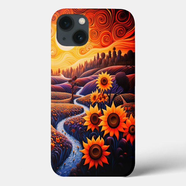 Sonnenblumen Sonnenaufgang Abstrakte Natur Illustr Case-Mate iPhone Hülle (Rückseite)