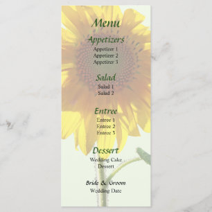 Sonnenblumen-Sonnenbad-Hochzeitsmenü Menükarte