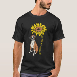 Sonnenblumen-Sonnenlicht-Boxer-Tier-Hund-Frauen-Mä T-Shirt