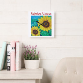 Sonnenblumen - Spaß immer Quadratische Wanduhr